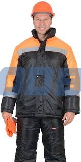 Jacke schwarz mit orangen und lichtreflektierenden Linien Moscow - Bild 1