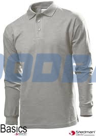 Herren Langarm Polo T-Shirt Großhandel SST3400 grau Moscow - Bild 1
