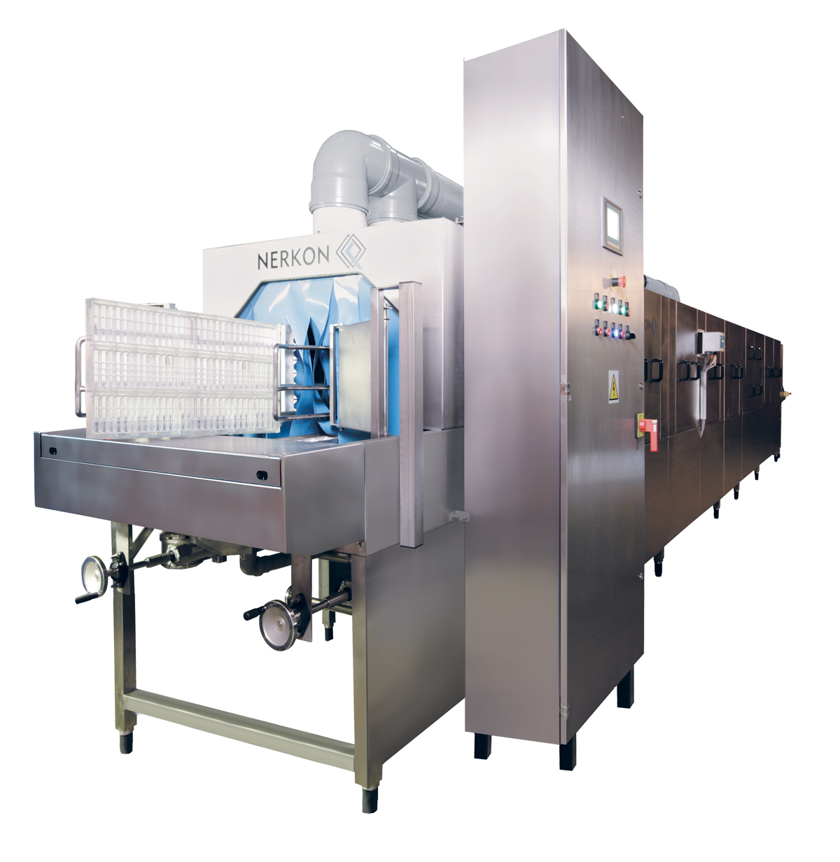 Machines for the combined washing of various types of containers