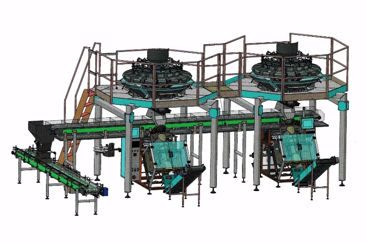 Complete line for filling and packaging of confectionery