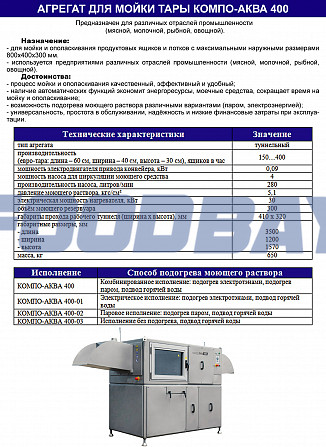 Агрегат для мойки тары КОМПО АКВА-400 Ташкент - зображення 1